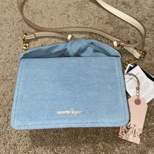 NWT Nanette Lepore Denim Bow Top Handle Crossbody Bag